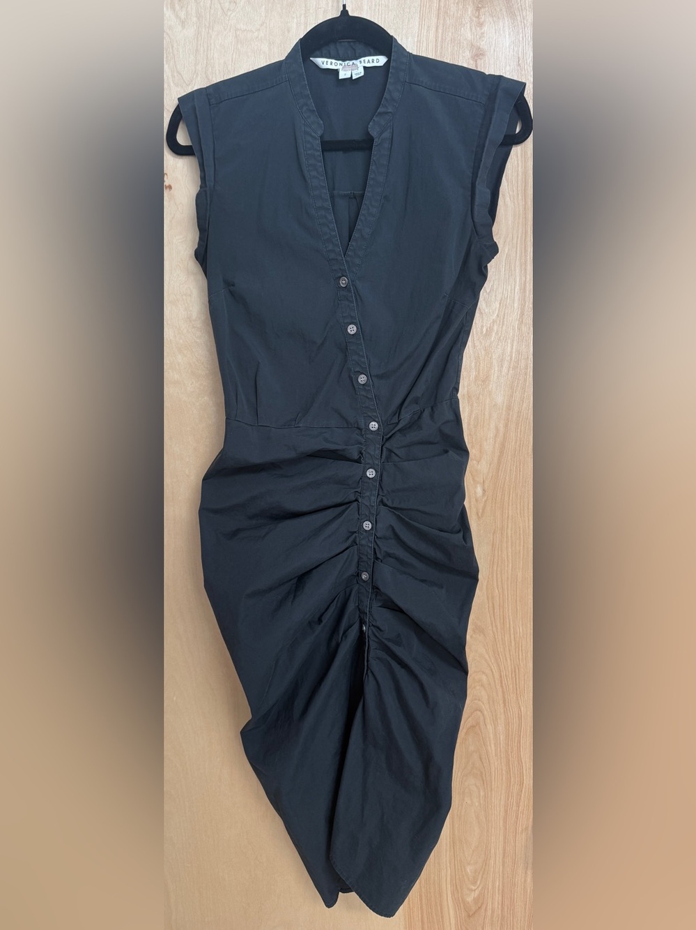 Veronica Beard Asymmetrical Ruched Shirtdress in Black (Size 2 & Size 4) - Picture 6 of 15